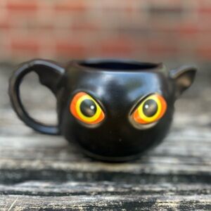 Way to Celebrate 13-Oz Black Bat-Shaped Glazed Ceramic Semi-Matte Coffee Mug E9